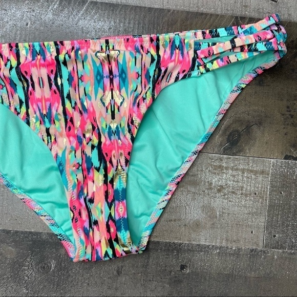 NWOT Shade & Shore Multicolored Strappy Bikini Bottom Medium - Picture 7 of 8